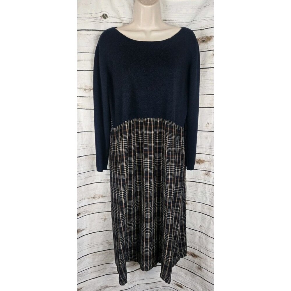 Poetry Womens Plaid Sweater Mix Dress US 12 Midi Wool Blend Womens